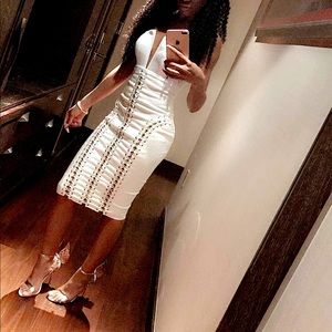 Jacquard gold detailed dress